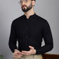 Indian Needle Men's Cotton Solid Formal Shirt - Black | Swadesiicart