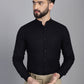 Indian Needle Men's Cotton Solid Formal Shirt - Black | Swadesiicart