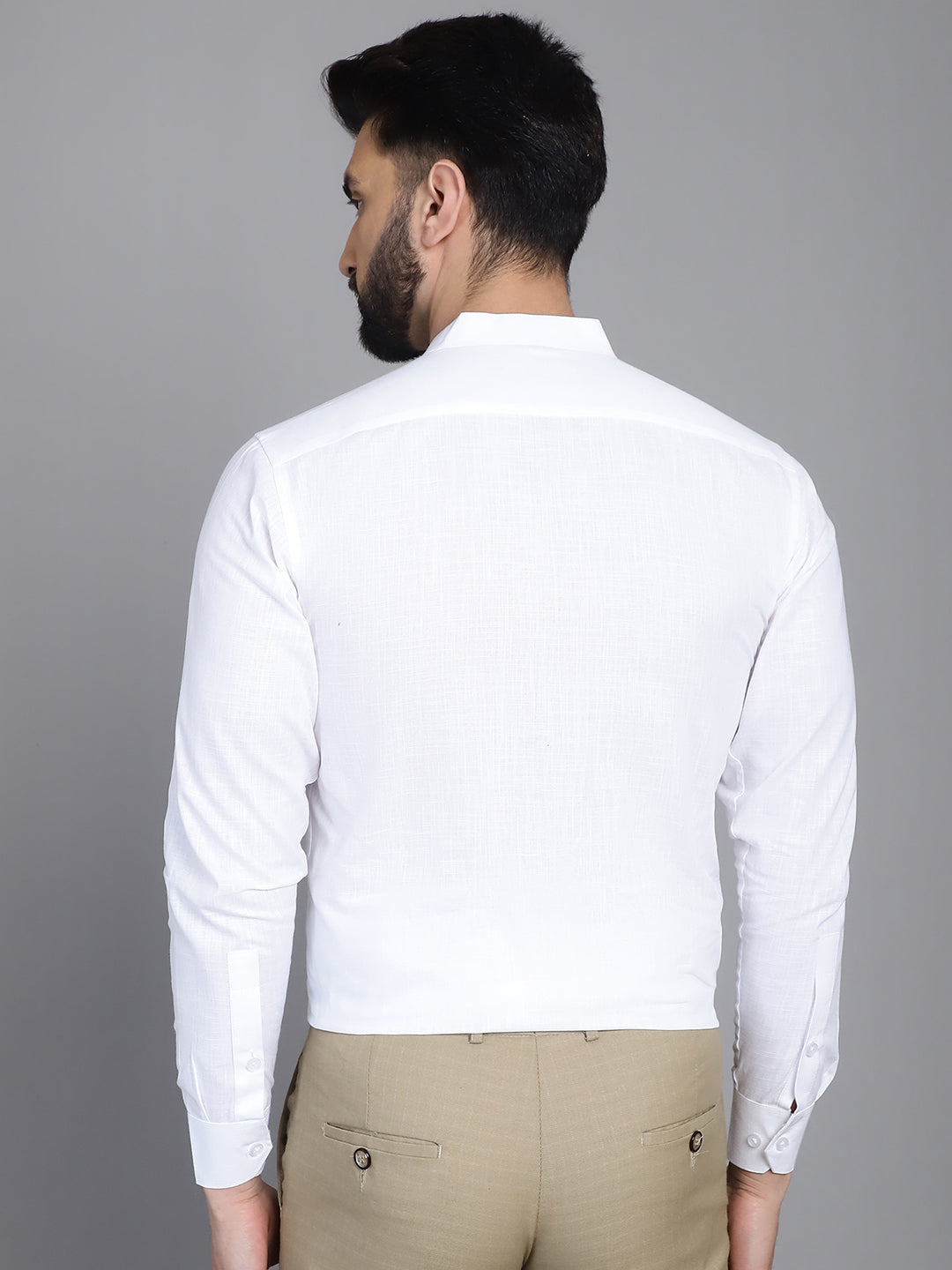 Indian Needle Men's Cotton Solid Formal Shirt - White | Swadesiicart