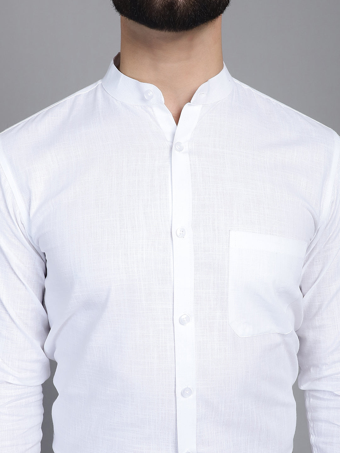 Indian Needle Men's Cotton Solid Formal Shirt - White | Swadesiicart