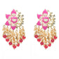 Mominos Fashion Johar Kamal Gold-Polished Kundan Pink Meenakari Earrings - Mominos Fashion