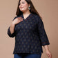 Miravan Women's Plus Size Blue Printed Indigo Kurti - Swadesiicart