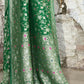 Joban Fashion Green Pure Crepe Pure Handloom Banarasi Silk Saree | Swadesiicart