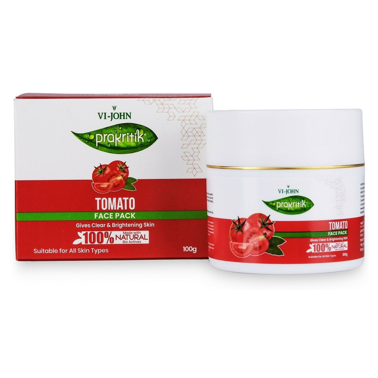 VI-JOHN Prakritik Tomato Face Pack Removes Tanning & Dead Cells Made With 100% Natural Bio Actives | Swadesiicart