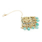 White Blue Gold-Polished Kundan-Studded Beaded Maang Tikka - Ruby Raang | Swadesiicart