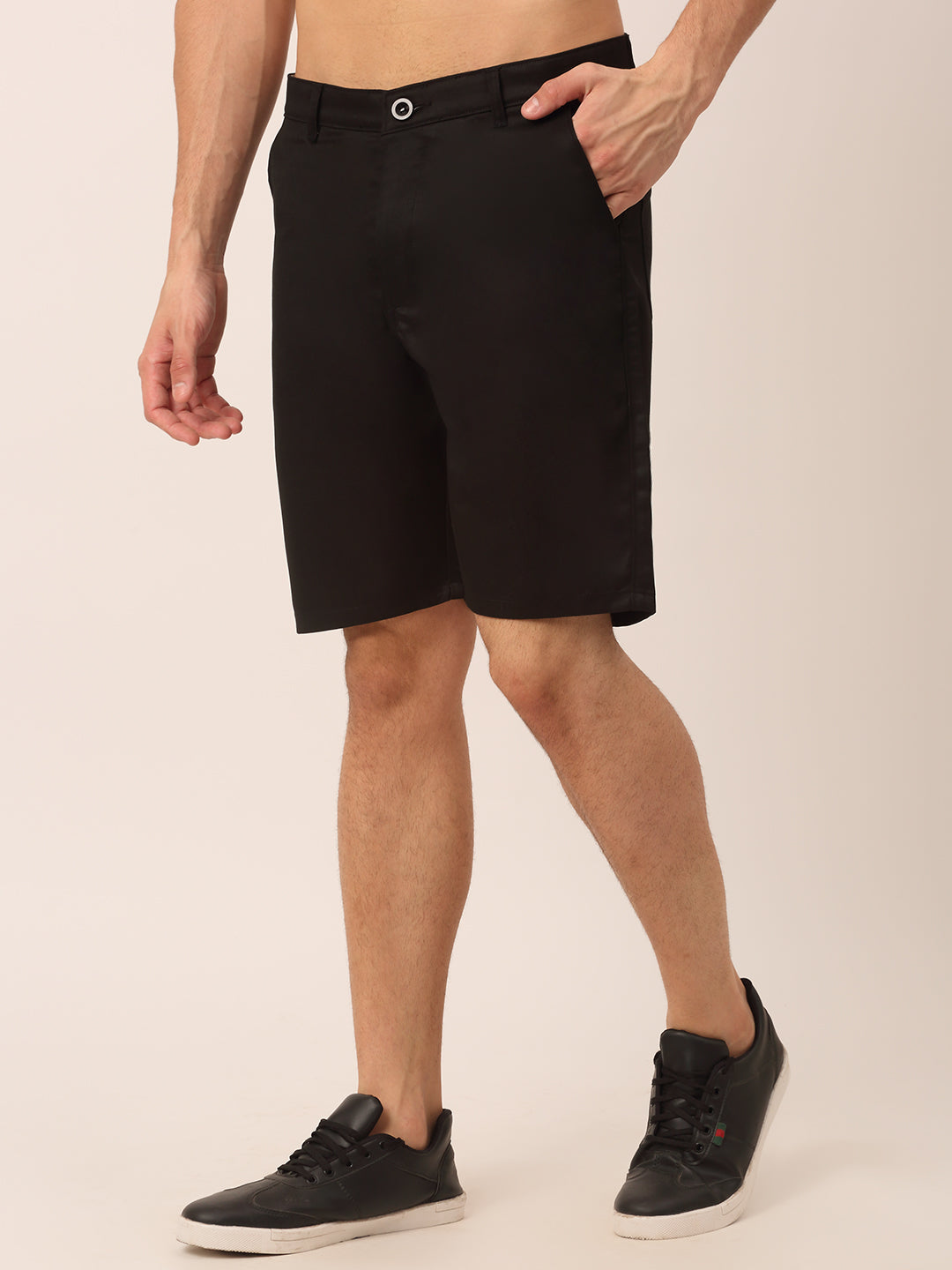 Jainish Men's Casual Cotton Solid Shorts ( SGP 153 Black ) - Swadesiicart