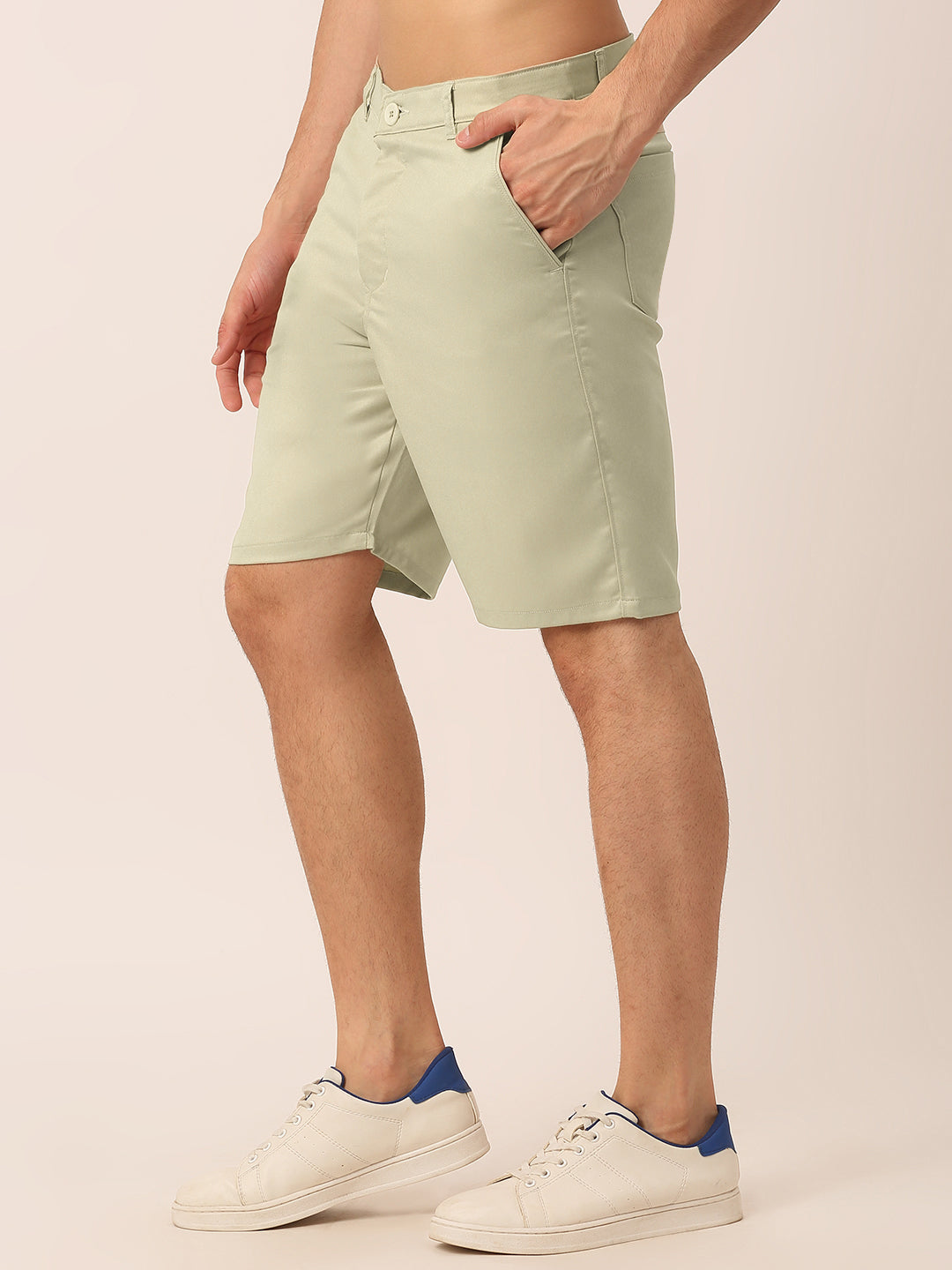 Jainish Men's Casual Cotton Solid Shorts ( SGP 153 Cream ) - Swadesiicart