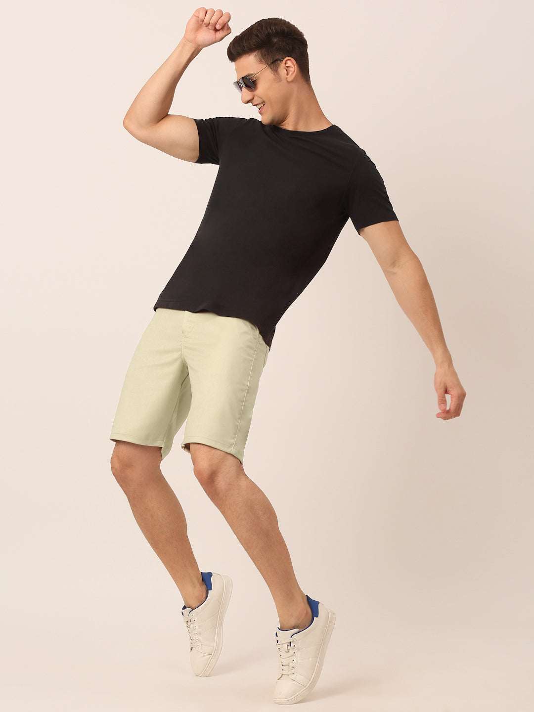 Jainish Men's Casual Cotton Solid Shorts ( SGP 153 Cream ) - Swadesiicart