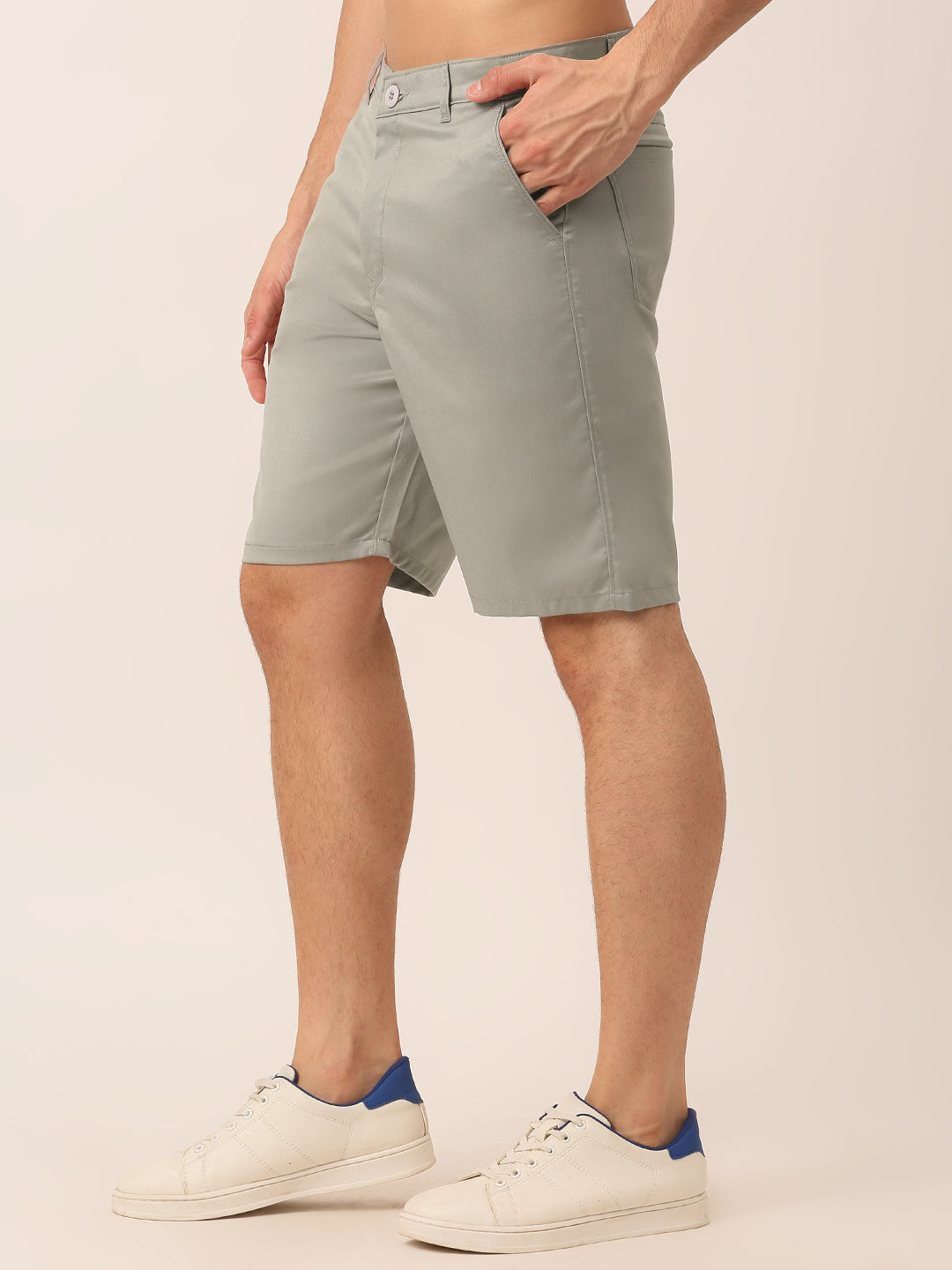 Jainish Men's Casual Cotton Solid Shorts ( SGP 153 Light-Grey ) - Swadesiicart