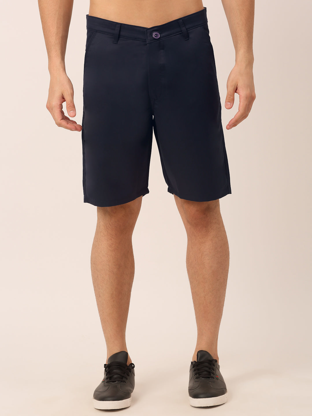 Jainish Men's Casual Cotton Solid Shorts ( SGP 153 Navy ) - Swadesiicart