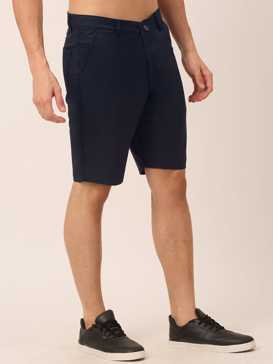 Jainish Men's Casual Cotton Solid Shorts ( SGP 153 Navy ) - Swadesiicart