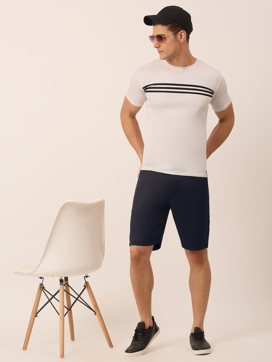 Jainish Men's Casual Cotton Solid Shorts ( SGP 153 Navy ) - Swadesiicart