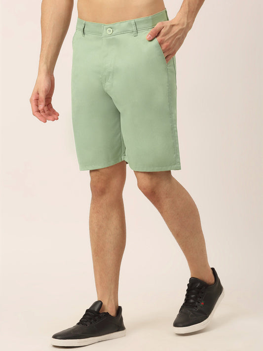 Jainish Men's Casual Cotton Solid Shorts ( SGP 153 Pista-Green ) - Swadesiicart