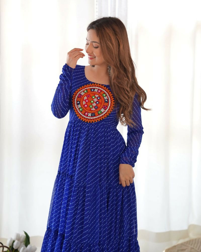 Joban Fashion Royal Blue Kurta Set Chanderi Sequence Embroidery Work - Swadesiicart