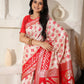 Shree Shyam Fashion Linen Cotton Red & White Saree