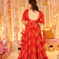 Aayaa Designer Printed Tebby Silk Suit - Multi Color