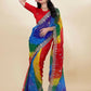 Blue Georgette Bandhani Printed,Embroidery Work Saree - Bandhan