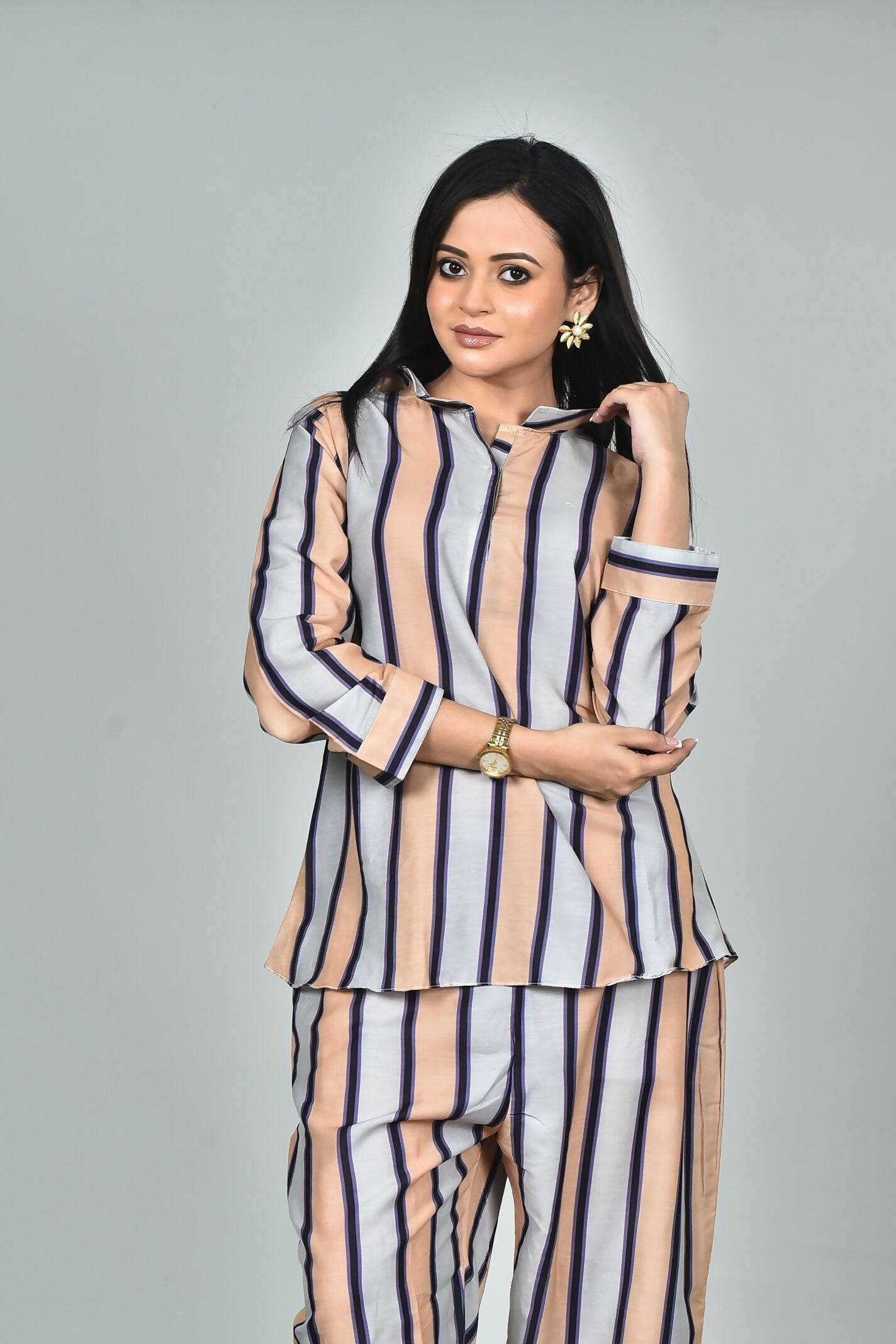 Morchari Digital Print Semi Muslin Co-Ord Set Top & Trouser-Multicolor - Swadesiicart