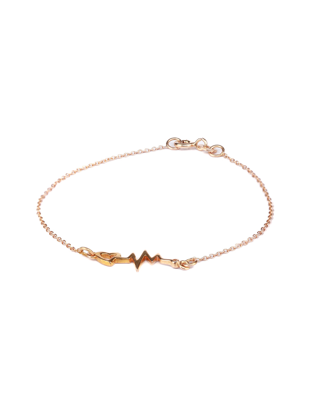 Priyaasi Women Rose Gold Heartbeat Sterling Silver Bracelet - Swadesiicart