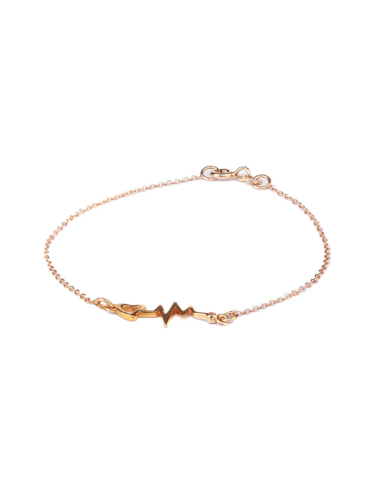 Priyaasi Women Rose Gold Heartbeat Sterling Silver Bracelet - Swadesiicart
