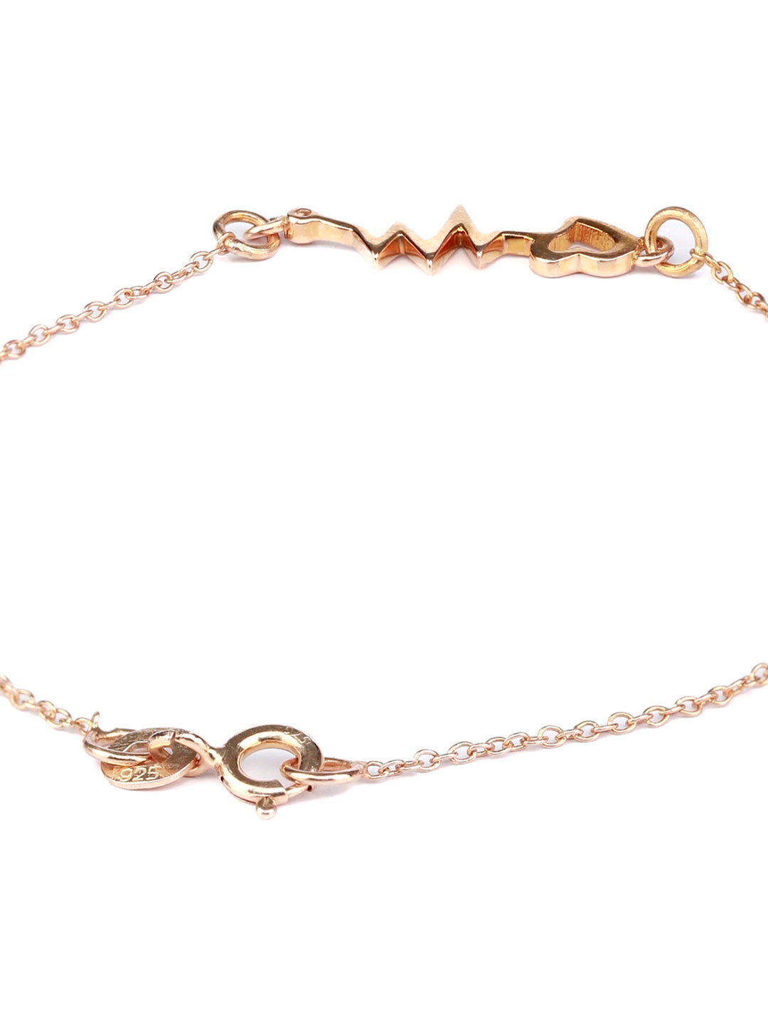 Priyaasi Women Rose Gold Heartbeat Sterling Silver Bracelet - Swadesiicart