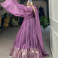 Lorenvalley Lavender Pure Chanderi Plain With Zari Weaving Work Border Lehenga Choli | Swadesiicart