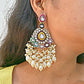 Jewel City Handcrafted Multicolor Kundan Pearl Chandbali Earrings | Traditional Ethnic Gold-Plated Indian Jewelry | Swadesiicart