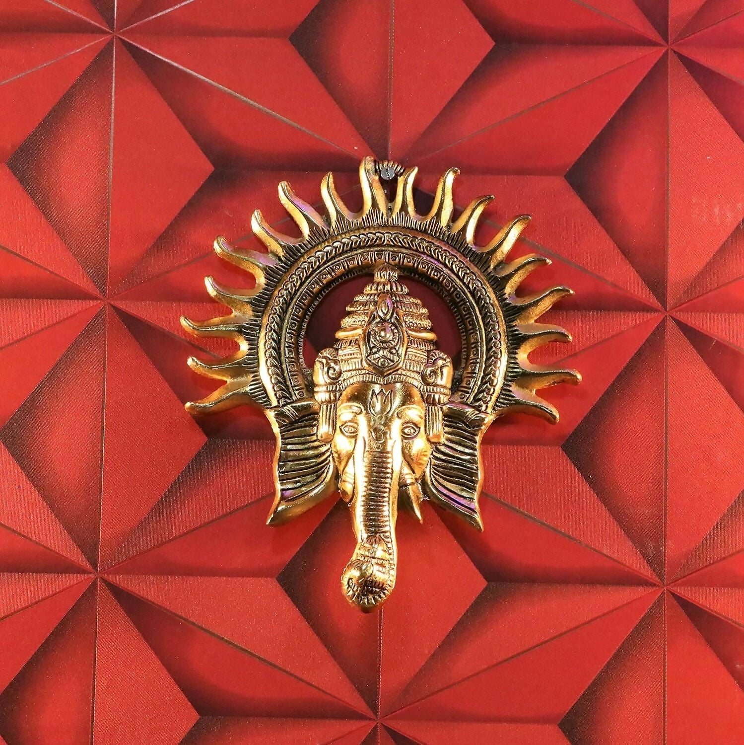 KridayKraft Metal Ganesha ji Statue, Ganpati Wall Hanging Sculpture Lord Ganesh Idol - Swadesiicart
