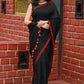 Very Much Indian Pure Cotton Handloom Saree With Intricate Border - Black | Swadesiicart