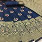 Vamika Blue Weaving Banarasi Jacquard Saree | Swadesiicart