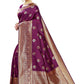 Vamika Purple Weaving Banarasi Jacquard Saree | Swadesiicart