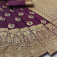Vamika Purple Weaving Banarasi Jacquard Saree | Swadesiicart