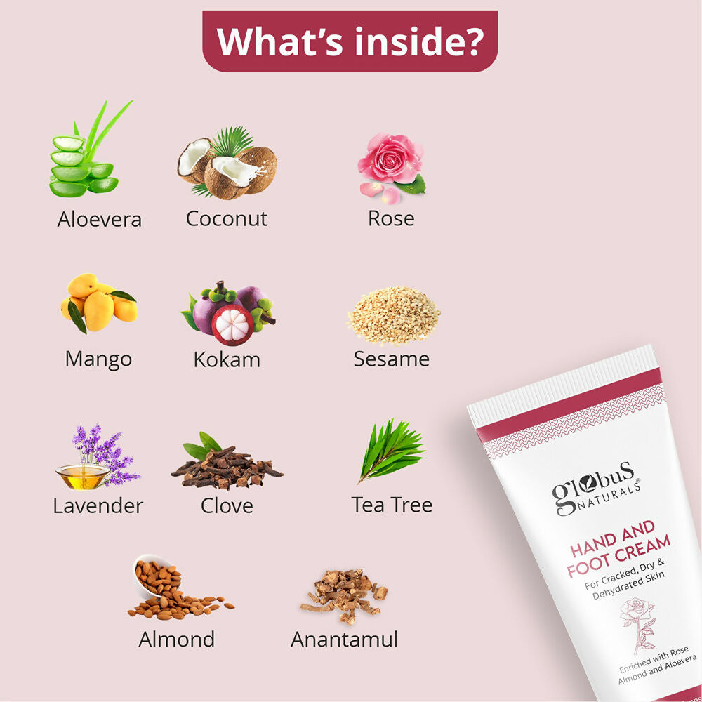 Globus Naturals Nourishing Hand & Foot Cream, On The Go Hydration | Swadesiicart