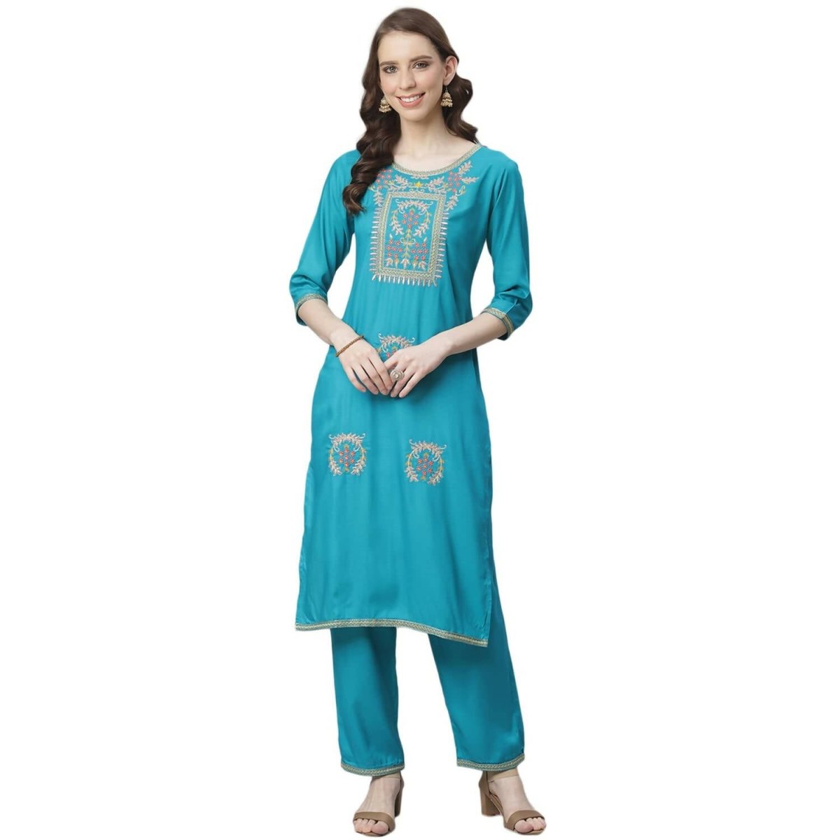 Anubhutee Women's Blue Kurta Set | Swadesiicart