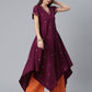 Ahalyaa Women Wine Crepe Glitter Print Kimono Style Kurta With Palazzo | Swadesiicart