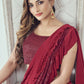 Mahotsav Women's Red Lycra Embellished Ready To Wear Saree With Stitched Blouse | Swadesiicart