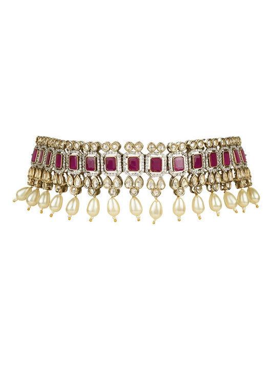 Advisha Polki Kundan Neckpiece - Wahe Jewels - Swadesiicart