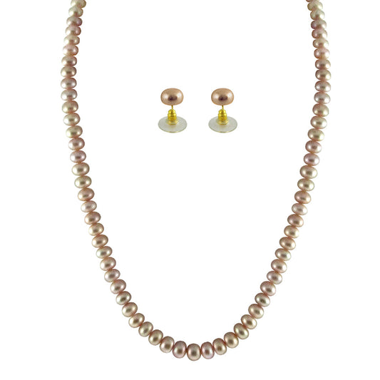 J Pearls Single Line Pink Pearl Set - Real Pearl Jewelry - J Pearls