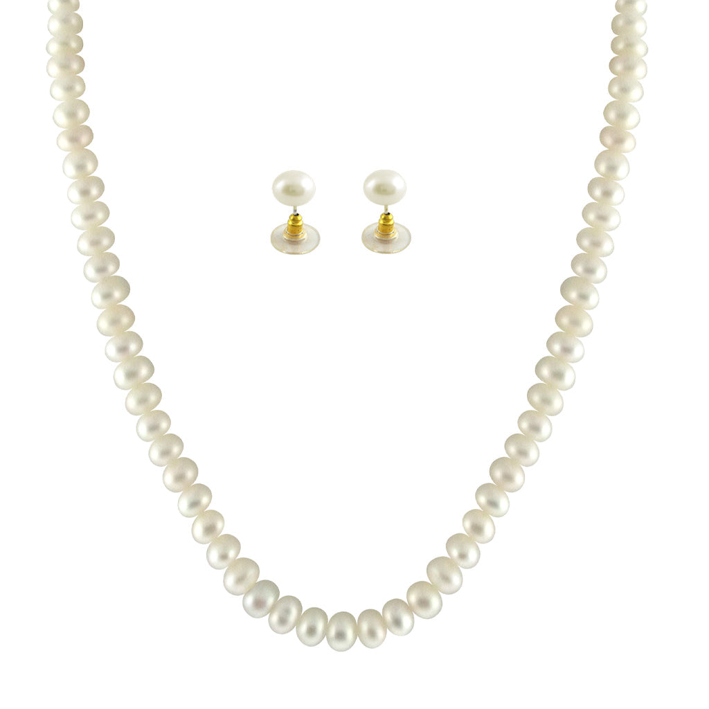 J Pearls Button White Pearl Set - Real Pearl Jewelry - J Pearls
