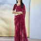 Burgundy Georgette Designer Printed Ready to Wear Saree - Samyana | Swadesiicart