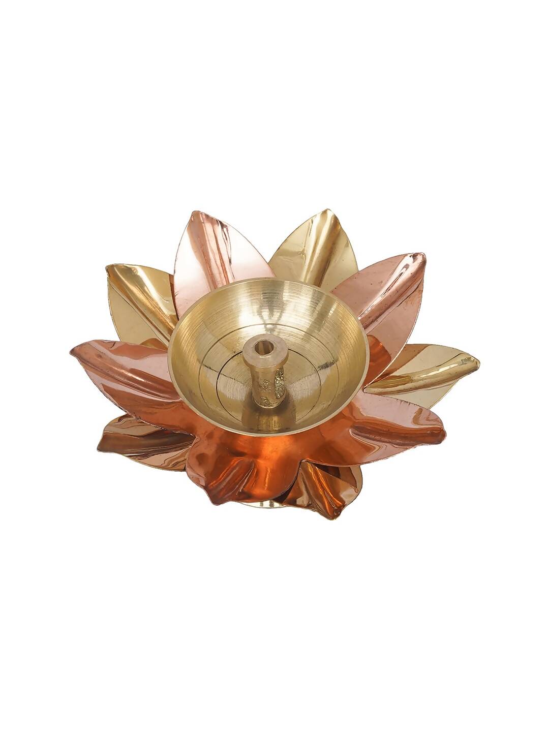 eCraftIndia Gold Toned Lotus Flower Shaped Decorative Brass Diya | Swadesiicart