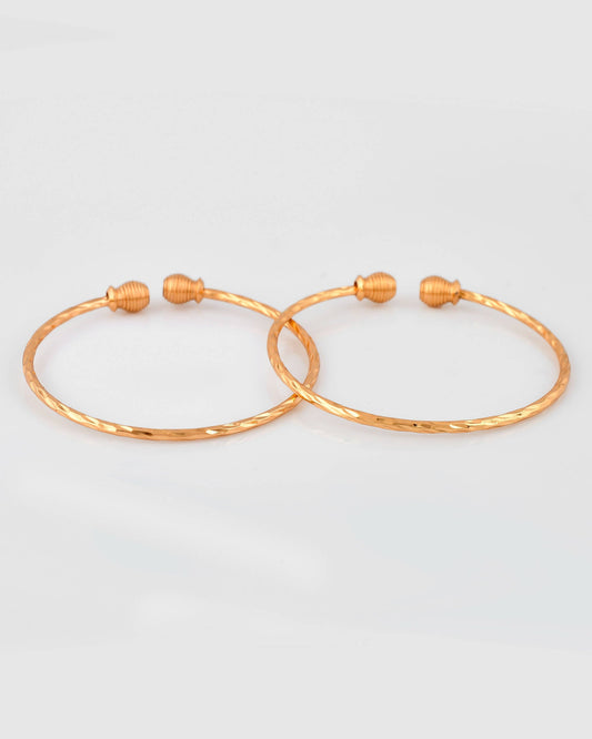 VOJ Stainless Steel Gold-Polished Bangle Set (Pack of 2) - Swadesiicart
