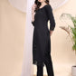 Beads & Swarovski Embroidered Kurta With Pant & Dupatta, Black - Hiral Fashion