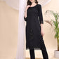 Beads & Swarovski Embroidered Kurta With Pant & Dupatta, Black - Hiral Fashion
