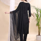 Beads & Swarovski Embroidered Kurta With Pant & Dupatta, Black - Hiral Fashion