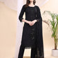 Beads & Swarovski Embroidered Kurta With Pant & Dupatta, Black - Hiral Fashion