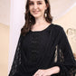 Beads & Swarovski Embroidered Kurta With Pant & Dupatta, Black - Hiral Fashion