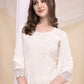 Beads & Swarovski Embroidered Kurta With Pant & Dupatta, White - Hiral Fashion