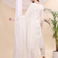 Beads & Swarovski Embroidered Kurta With Pant & Dupatta, White - Hiral Fashion