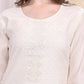 Beads & Swarovski Embroidered Kurta With Pant & Dupatta, White - Hiral Fashion